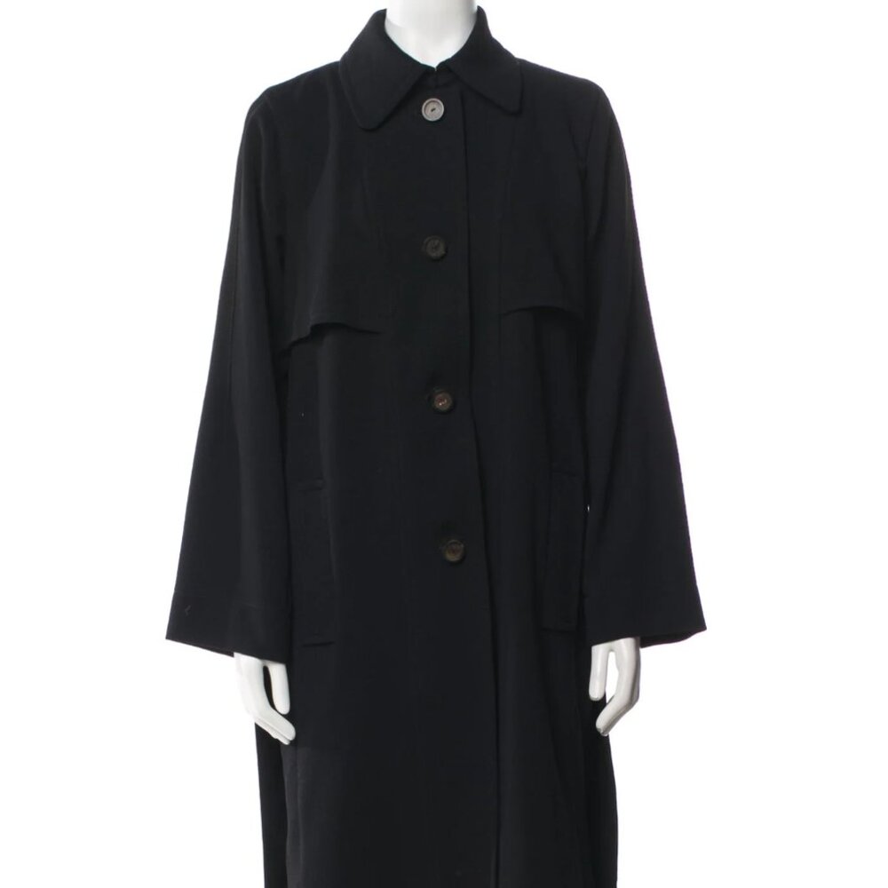 Rosetta Getty Black Trench Coat Women's Size 2 Quiet Luxury Minimalist Long Line
